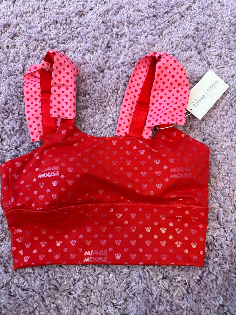 Crowned Athletics Disney Minnie Mouse long line sports bra
